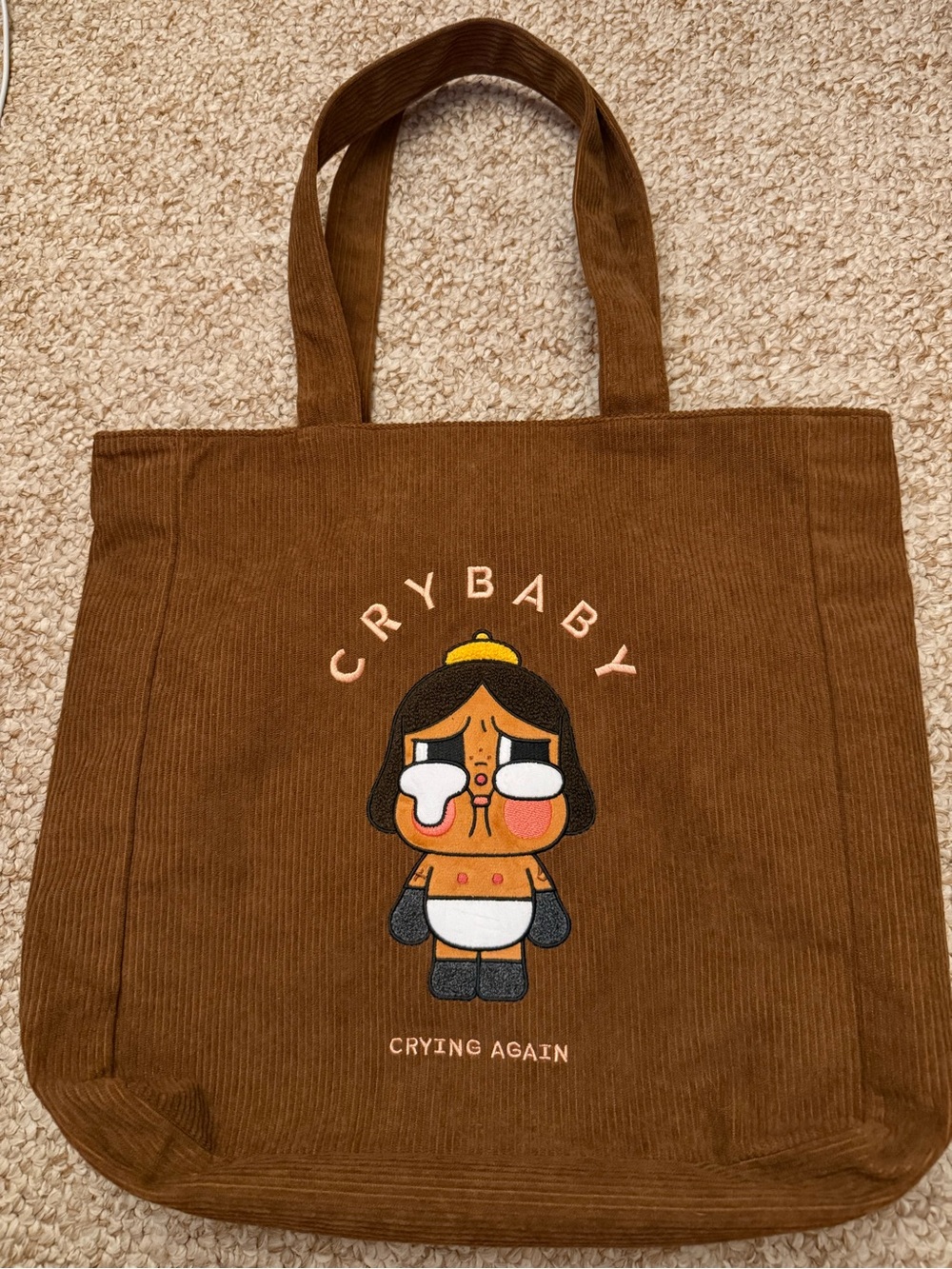Popmart Cry Baby ‘Crying Again’ corduroy tote